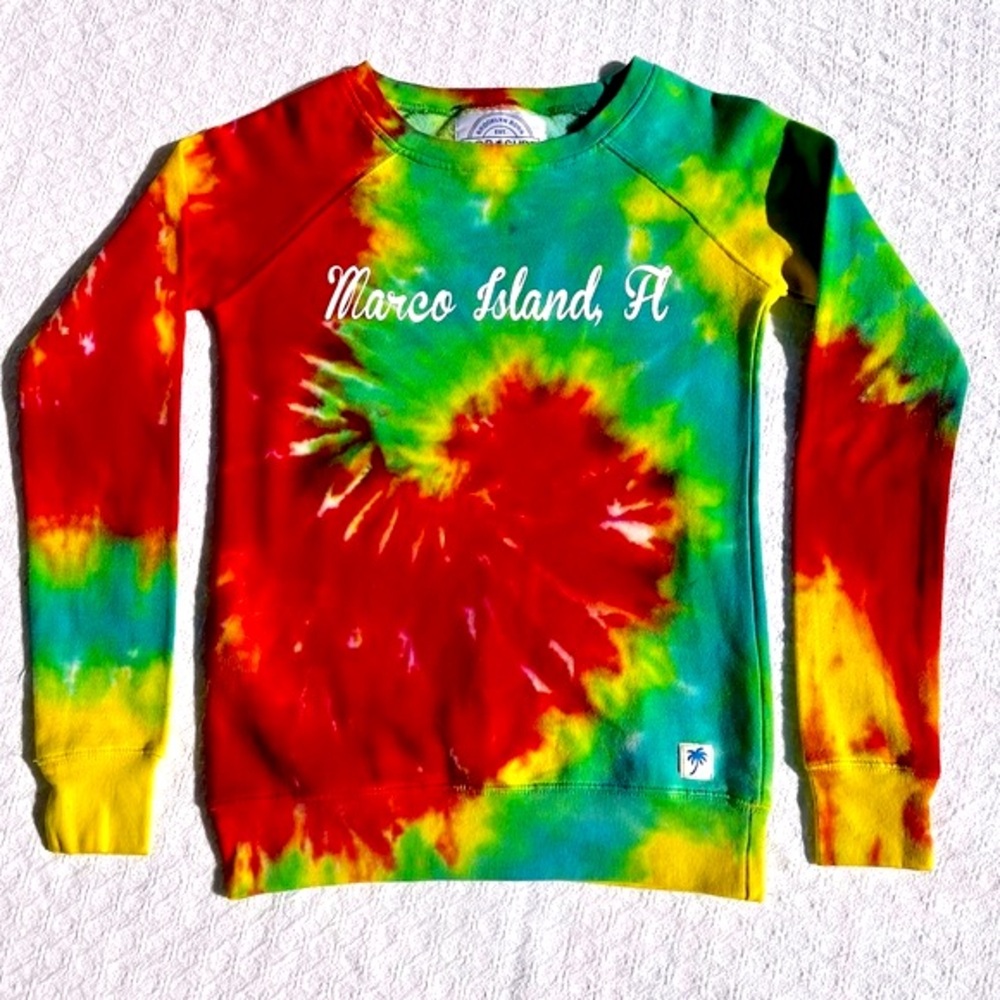 POP SURF MARCO ISLAND FL RAINBOW TIE DYE SWEATSHIRT